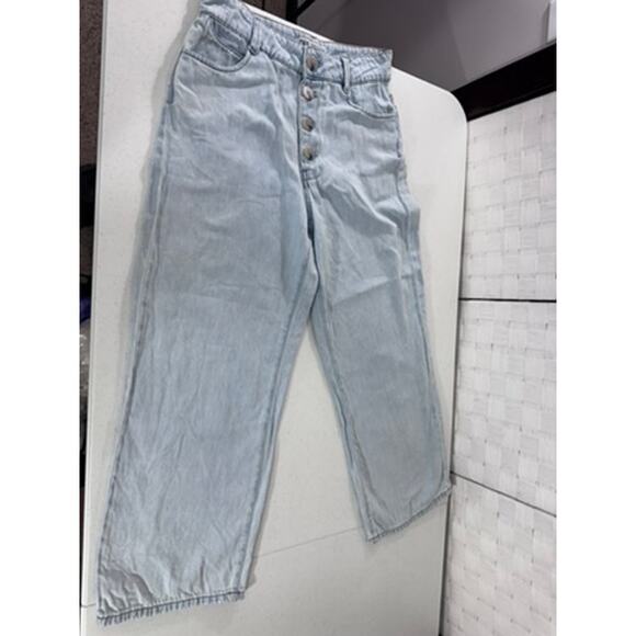 "ZARA" High Rise,Wide Leg,Button Fly Jeans,SZ 6, Short Y2K Retro 90's Hipster - Picture 10 of 12